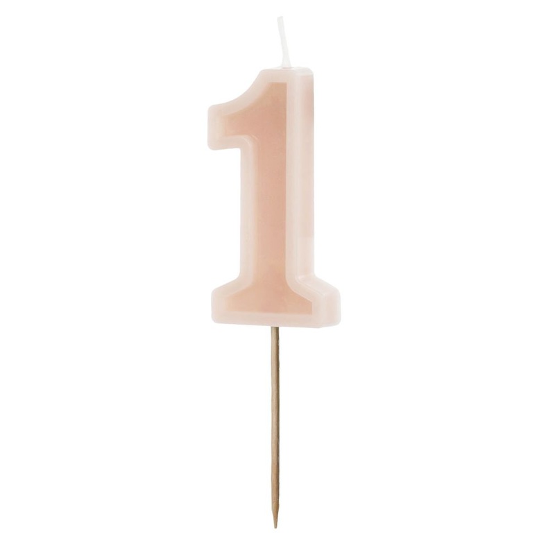 Cake candle number 1 dusty pink 6cm
