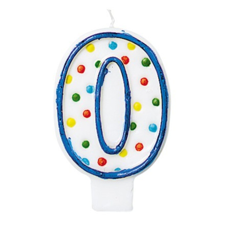 Celebrations Number Candle 0 With Colorful Dots For Birthday Cake