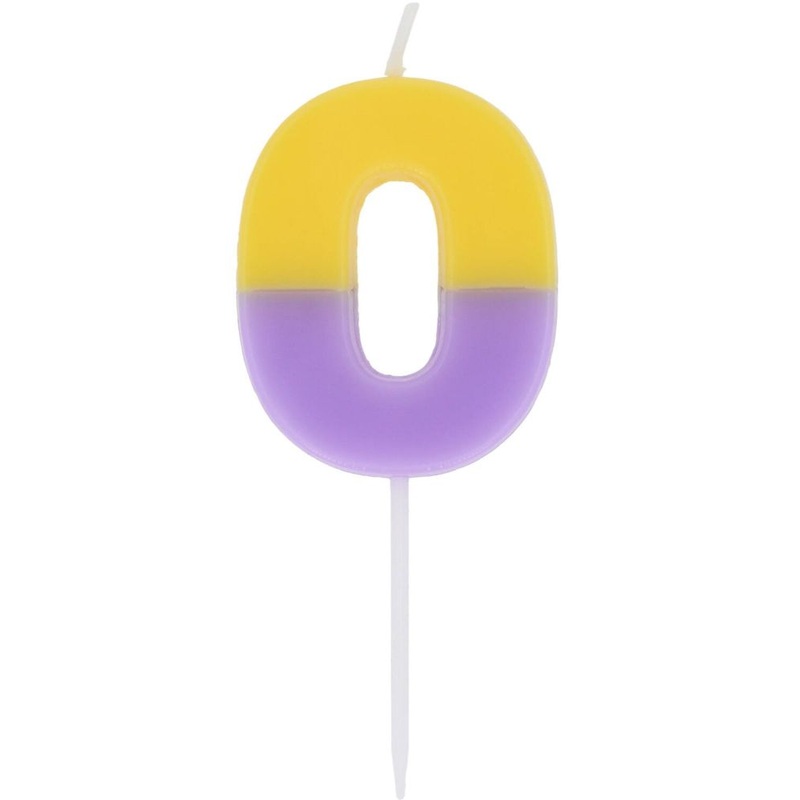 Colorful cake candle number 0