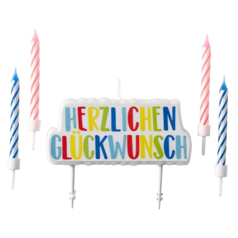 Colorful congratulatory candle set 5 pieces