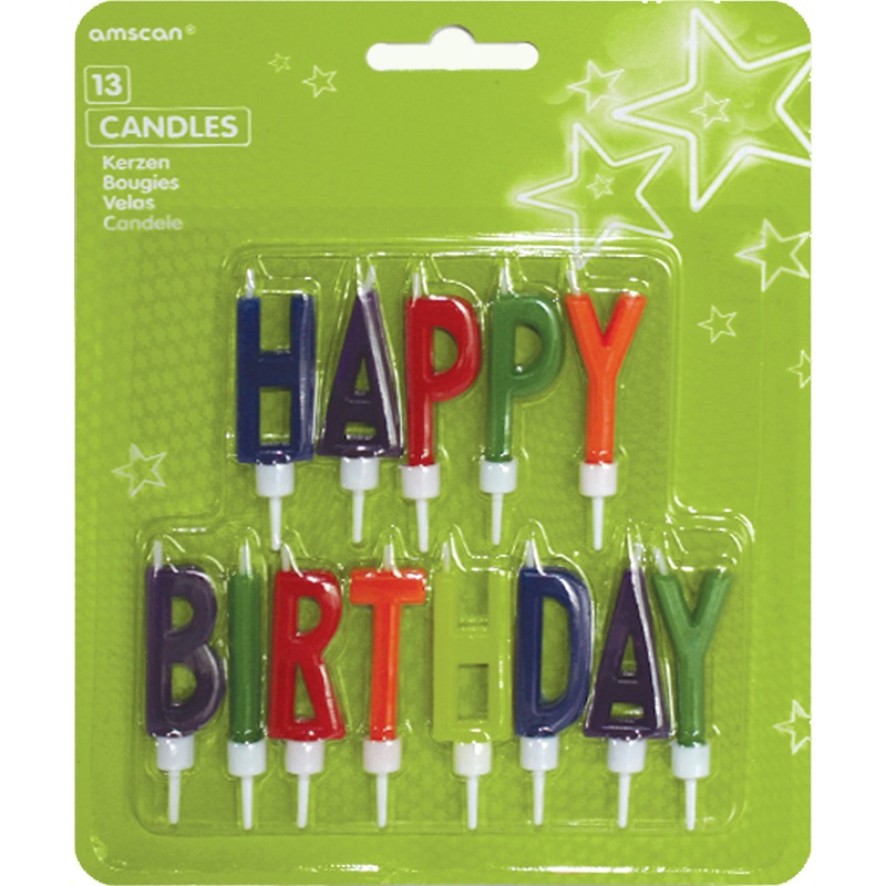 Colorful Happy Birthday lettering cake candle Time To Celebrate 13 pieces