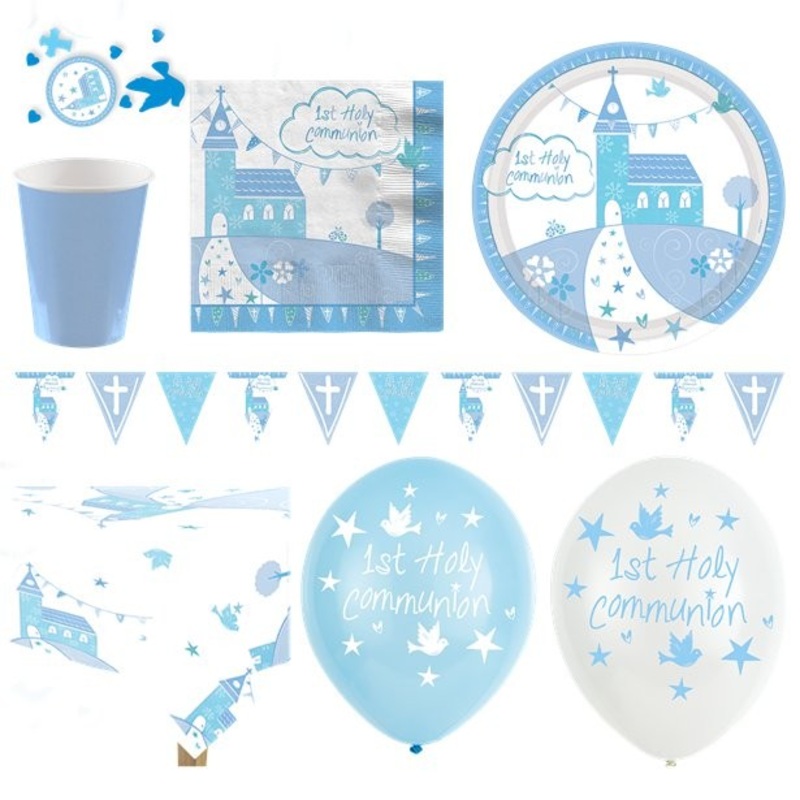 Deluxe first communion party set blue