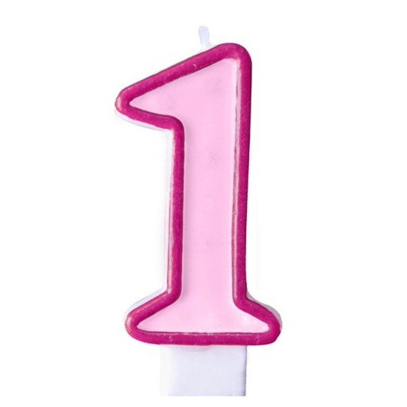 Number candle 1 in pink