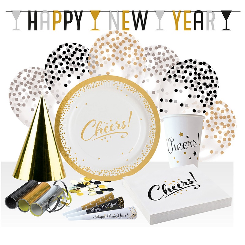 Party Set Golden New Year Wishes 54 pieces