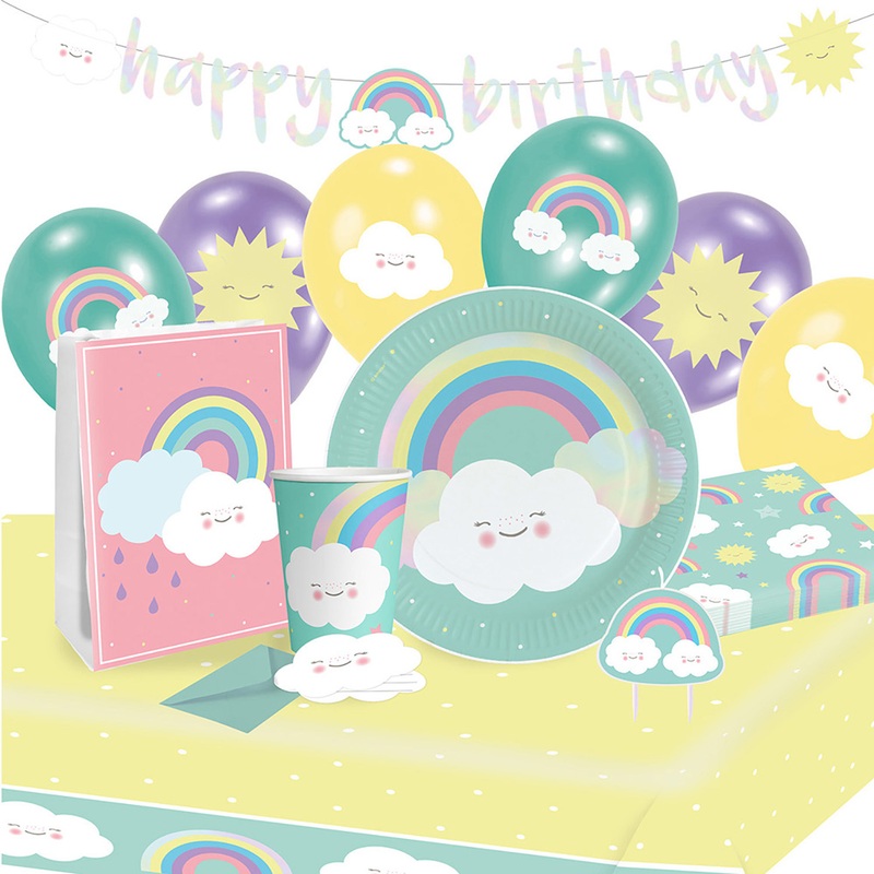 Party set rainbow and clouds 61 pieces
