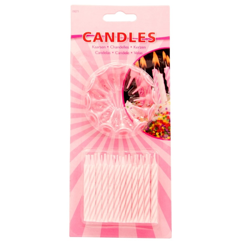 Pink cake candles set