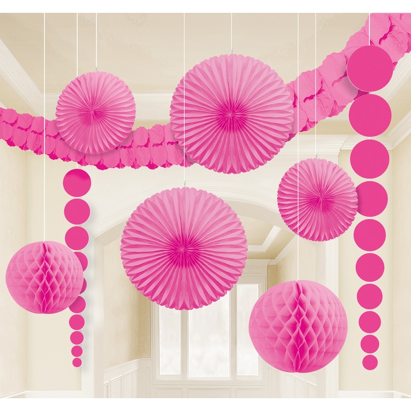 Pink summer party decoration set 9 pieces