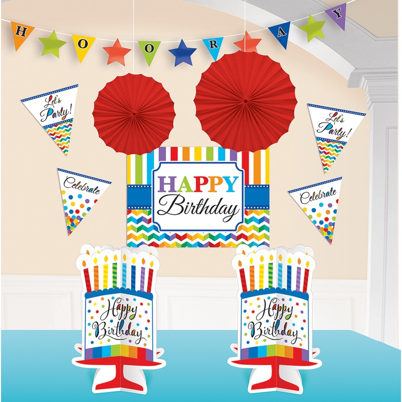 Rainbow Birthday decoration set 10 pieces