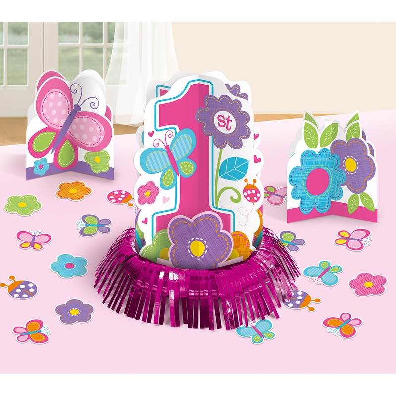 Sweet First Birthday Girl Table Decoration Set Pink