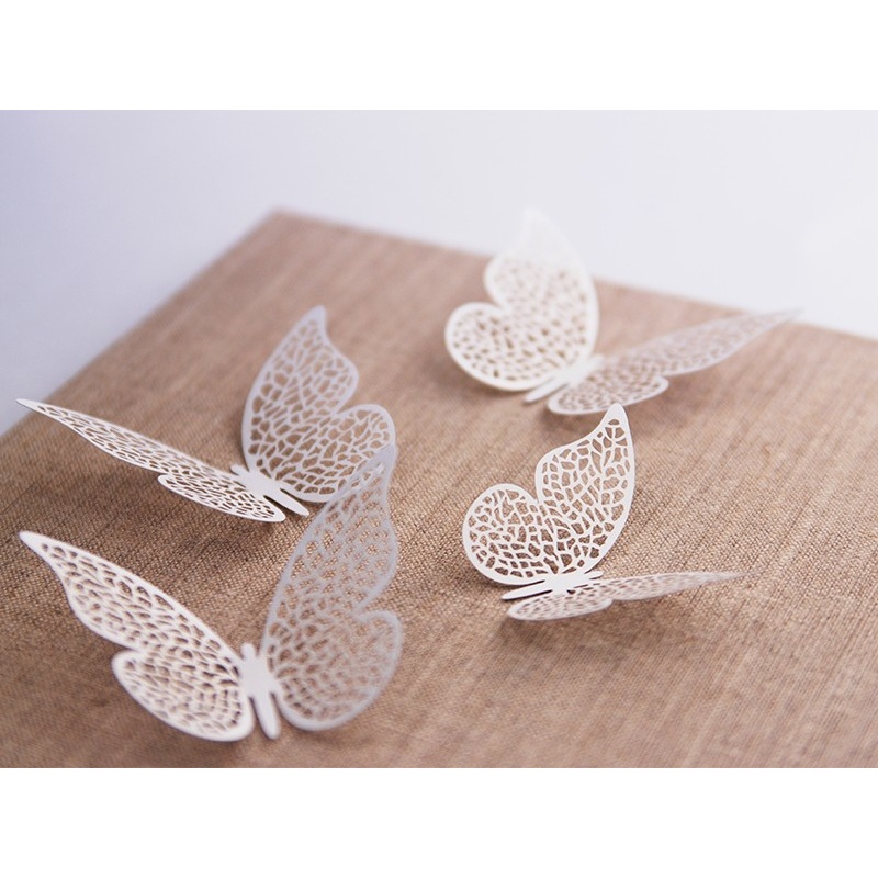10 butterflies paper decoration pearly white