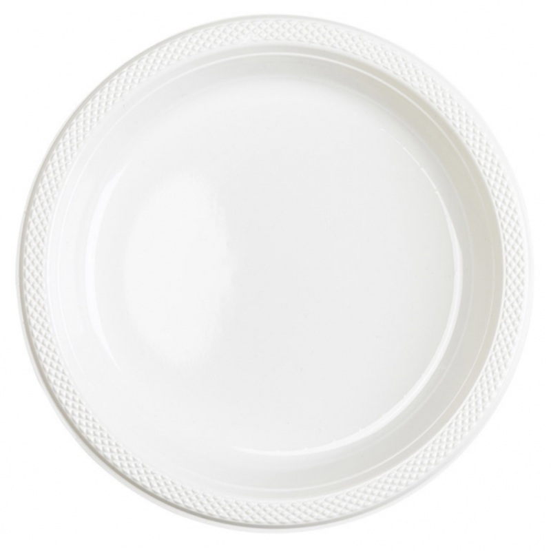 10 plastic plates Mila white 23cm