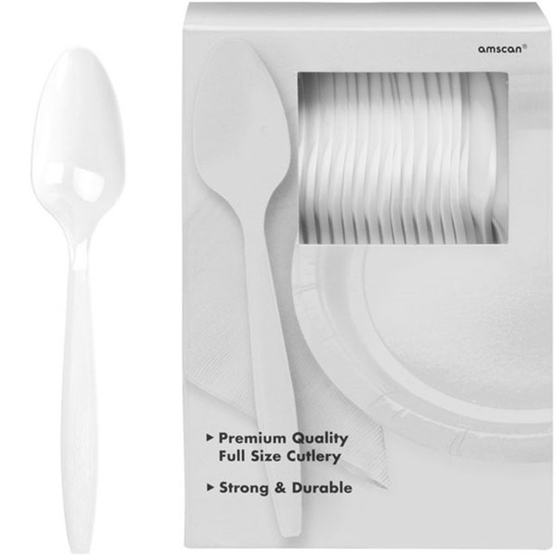 100 white plastic spoons Glory 20cm