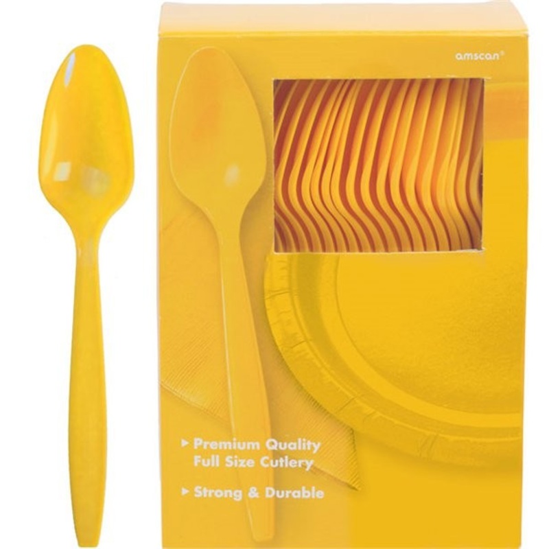 100 yellow plastic spoons