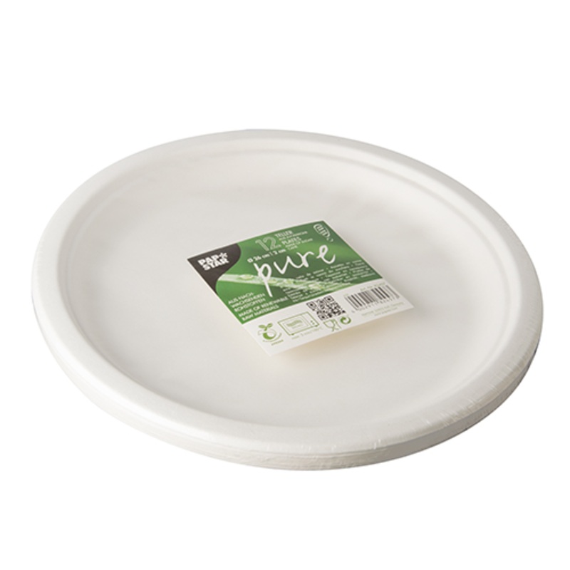 12 round sugar cane plates Tosca 26cm