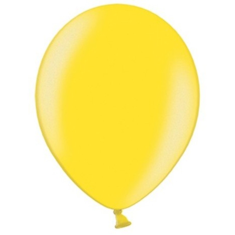 20 party star metallic balloons lemon yellow 27cm
