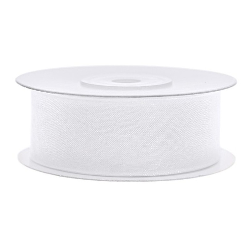 25m chiffon ribbon white 25mm wide