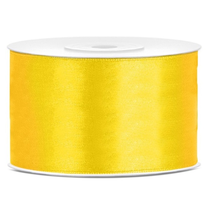 25m satin ribbon yellow 38mm wide