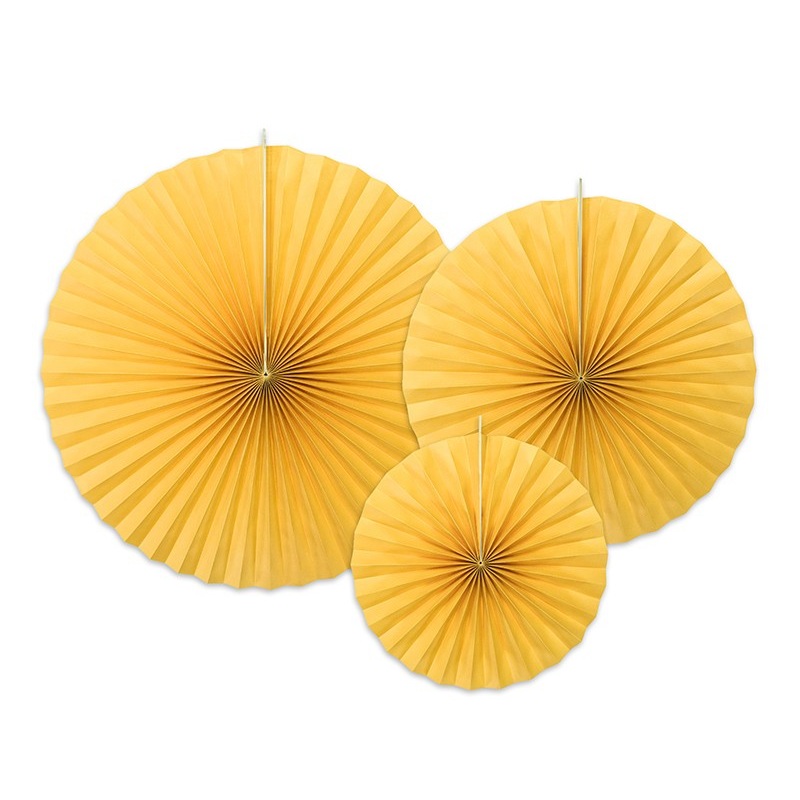 3 paper rosettes Elenor yellow