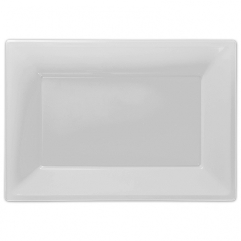 3 white serving plates 33 x 23cm
