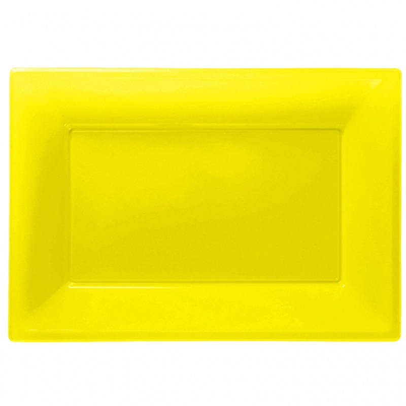 3 yellow serving plates 33 x 23cm