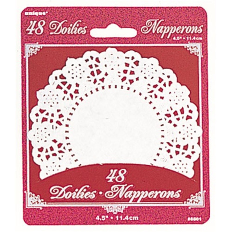 48 cake toppers Maria with lace 11.4cm
