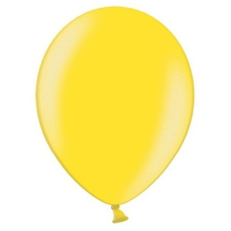 50 party star metallic balloons lemon yellow 30cm