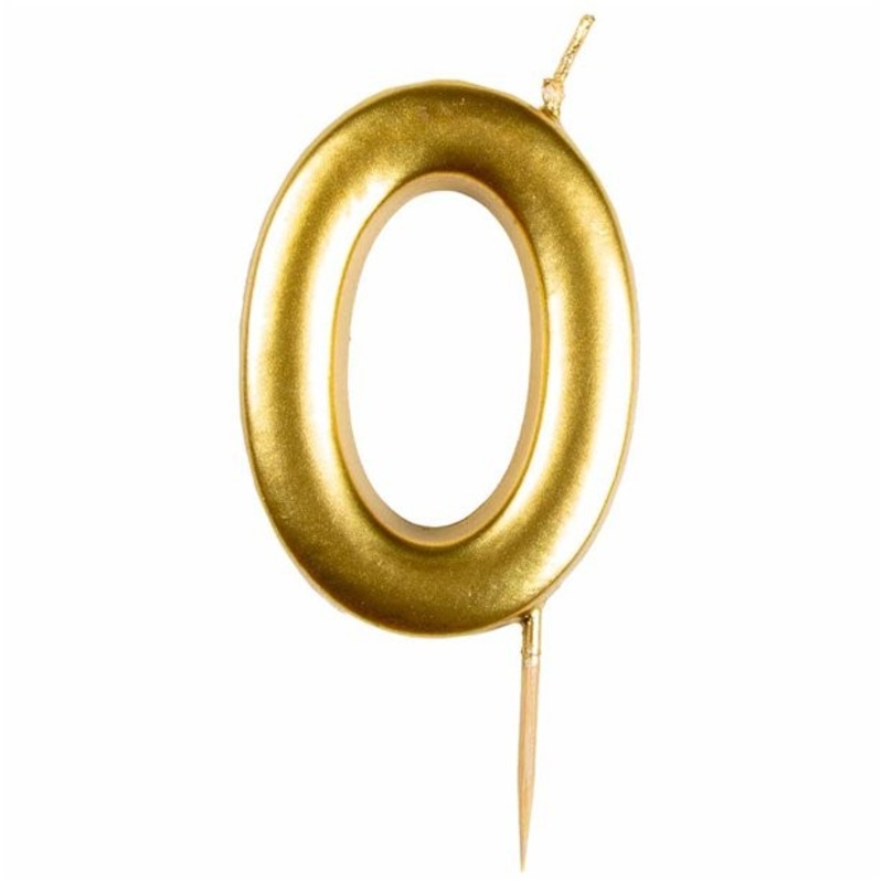 Cake candle number 0 gold metallic