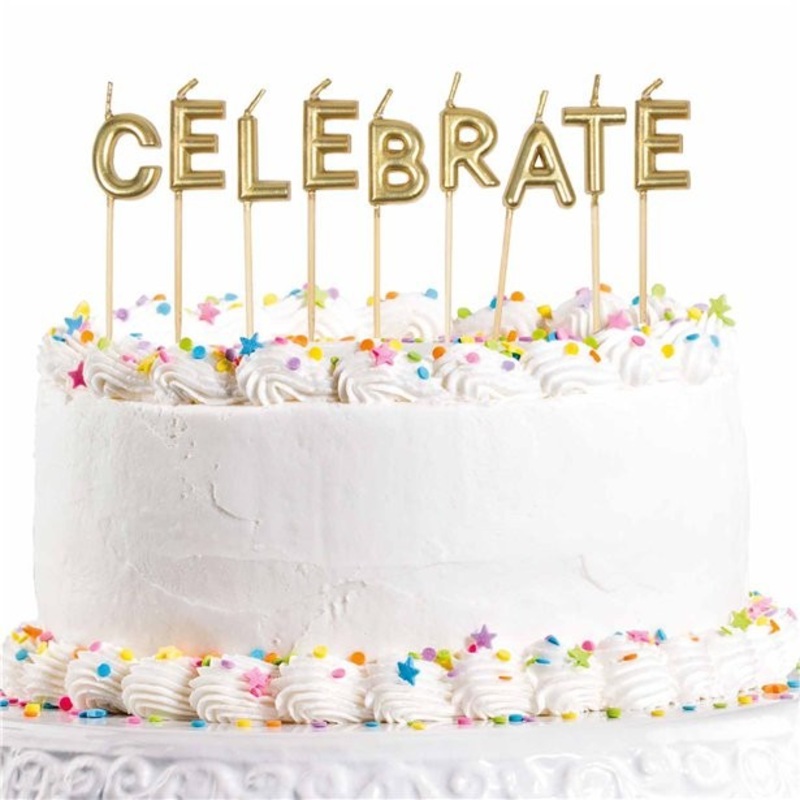 Celebrate Cake Candles in Gold