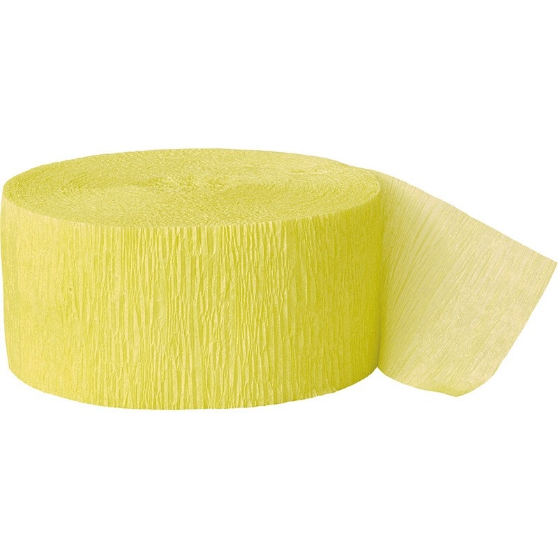 Crepe paper streamer Fiesta lemon yellow 24.6m