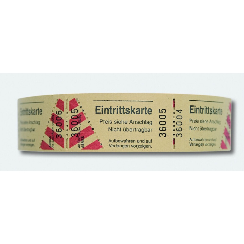 Eintrittsband Rolle 1000 Abrisse fortlaufend gelb