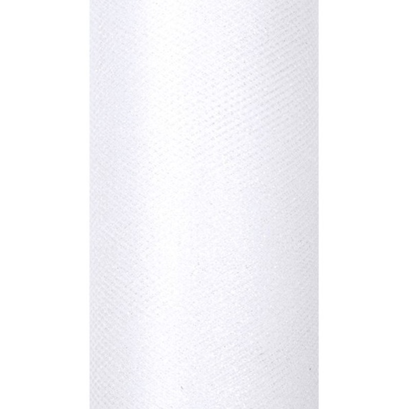 Glitter tulle Estelle white 9m x 15cm