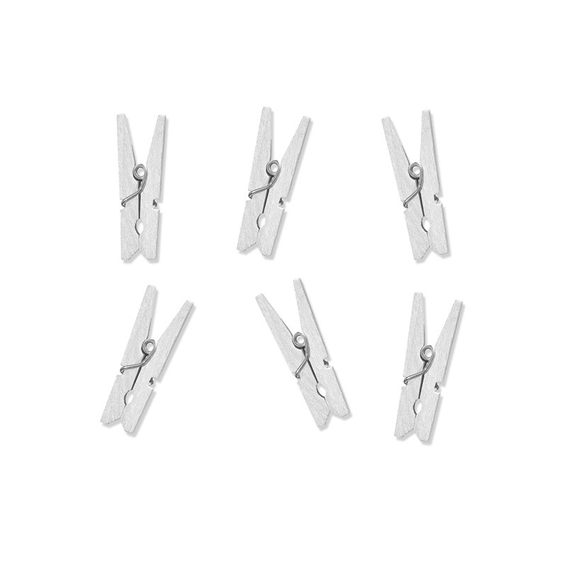 Mini wooden clips white 20 pcs