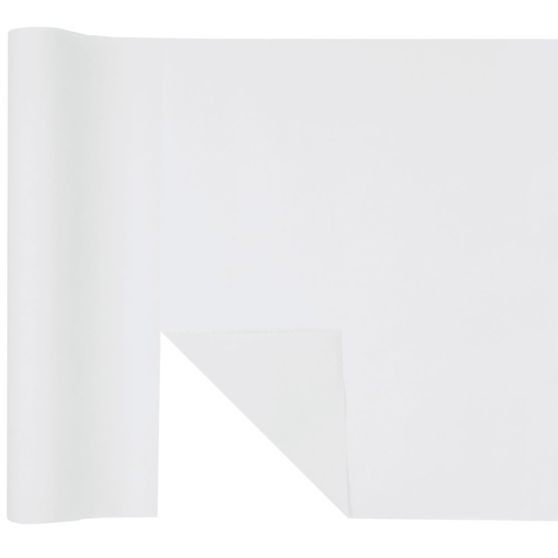 Plain table runner white 4.8m