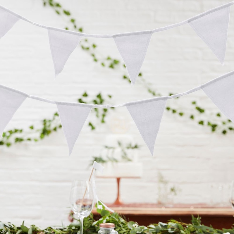 White fabric flag garland 5m