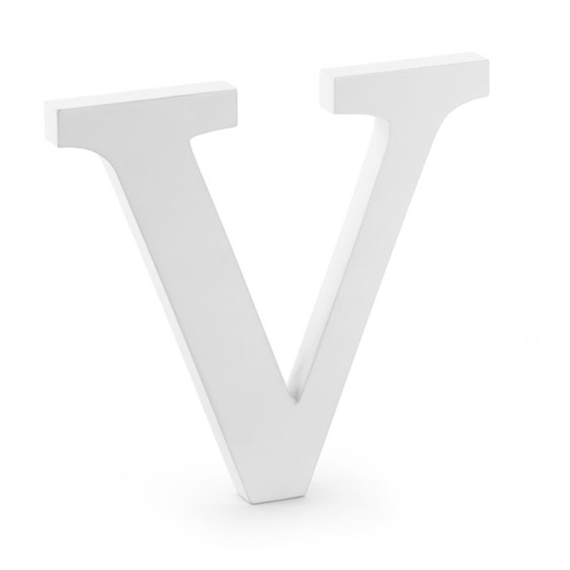 Wooden letter V white 21cm x 20cm