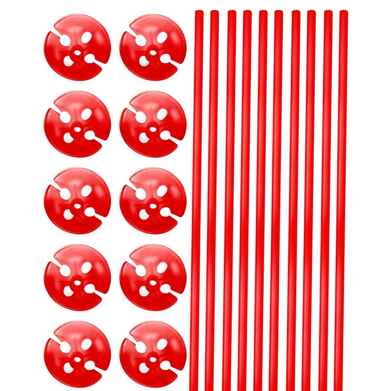 10 balloon sticks with holder red