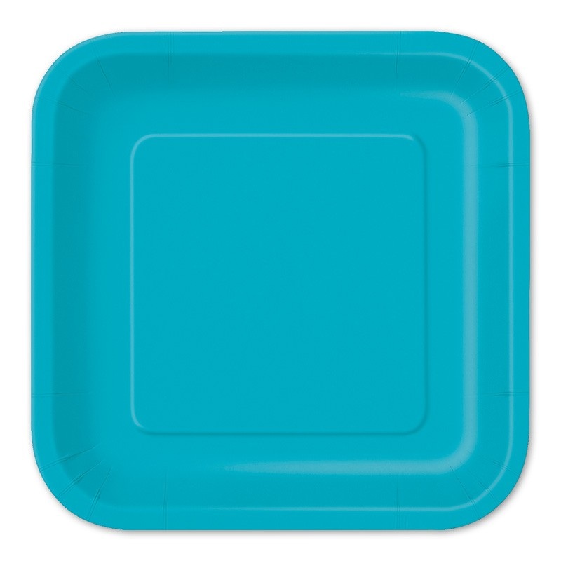 14 paper plates Vera turquoise 23cm