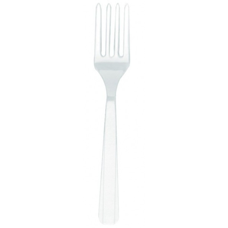 20 white plastic forks