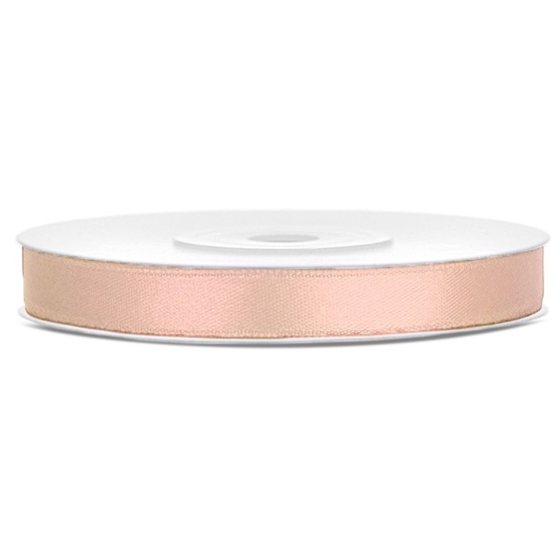 25m satin ribbon peach 6mm wide