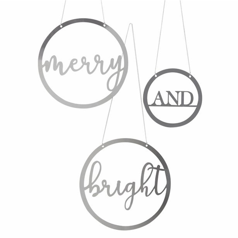 3 Merry and Bright Christmas acrylic hanging decoration