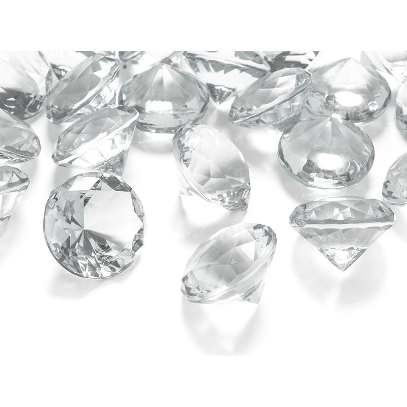 5 transparent diamonds, 3cm