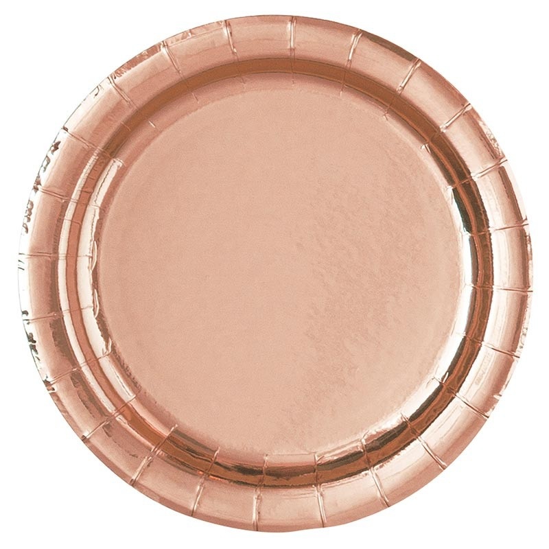 8 paper plates Vera rose gold 18cm