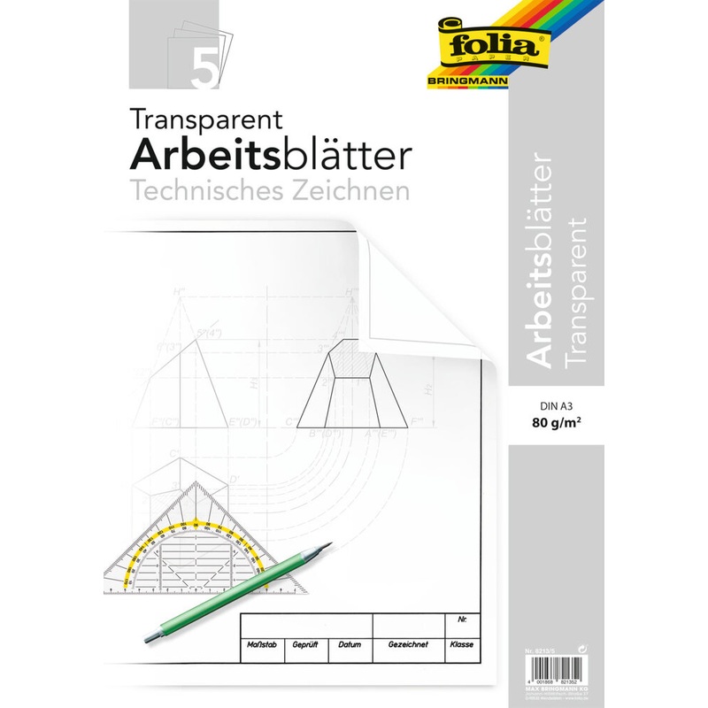 Arbeitsbltter transparent fr technisches Zeichnen 80g/m DIN A3 5 Blatt