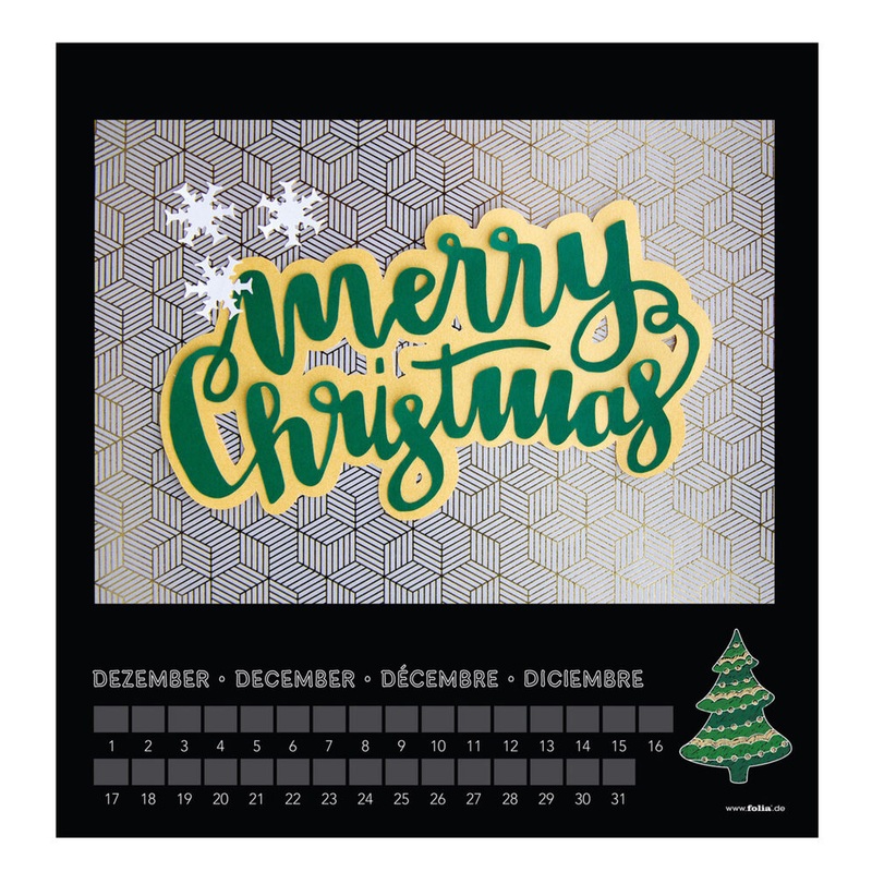 Bastel Dauerkalender 220g/m Druck silber Spiralbindung schwarz 23x24cm