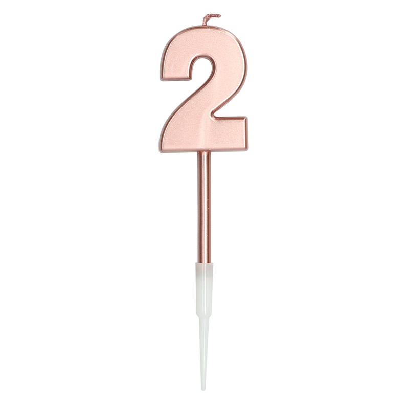 Candle number 2 rose gold metallic