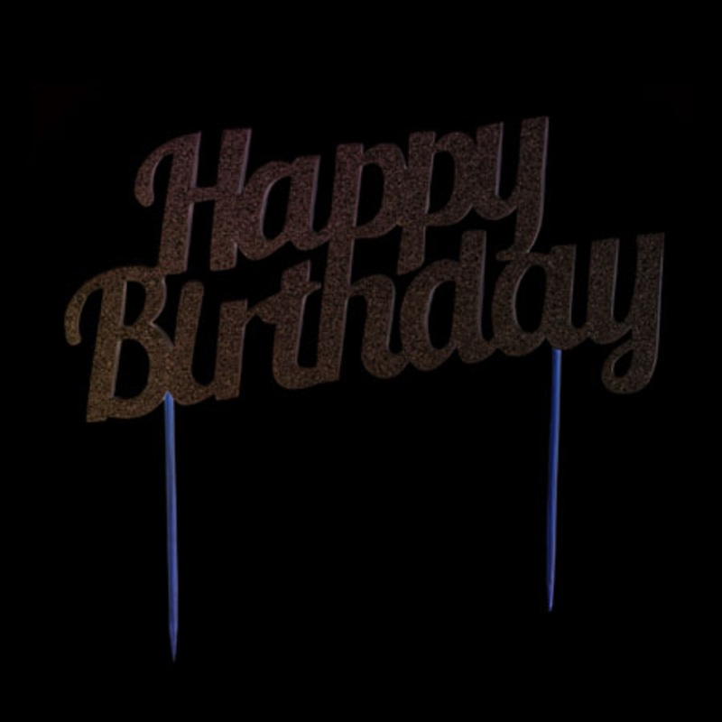 Glittering Happy Birthday cake decoration