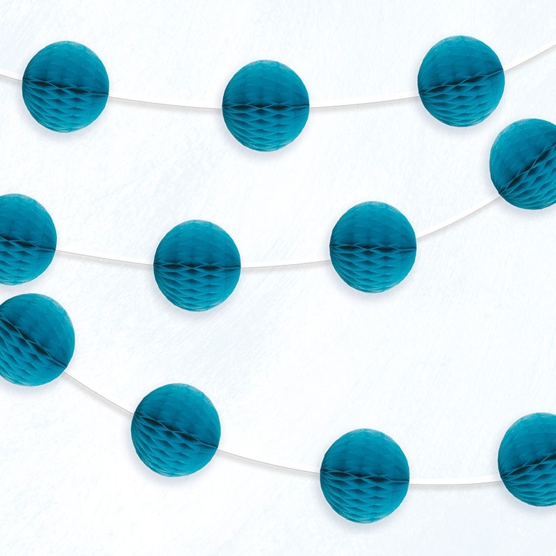 Honeycomb Garland Party Night Turquoise 213cm