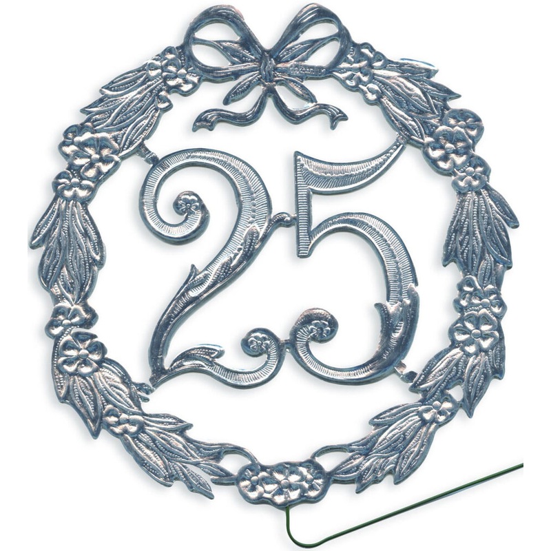 Jubilumszahl 25 mit Draht silber 13cm