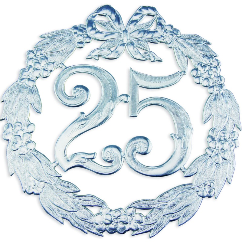 Jubilumszahl 25 ohne Draht silber 24cm