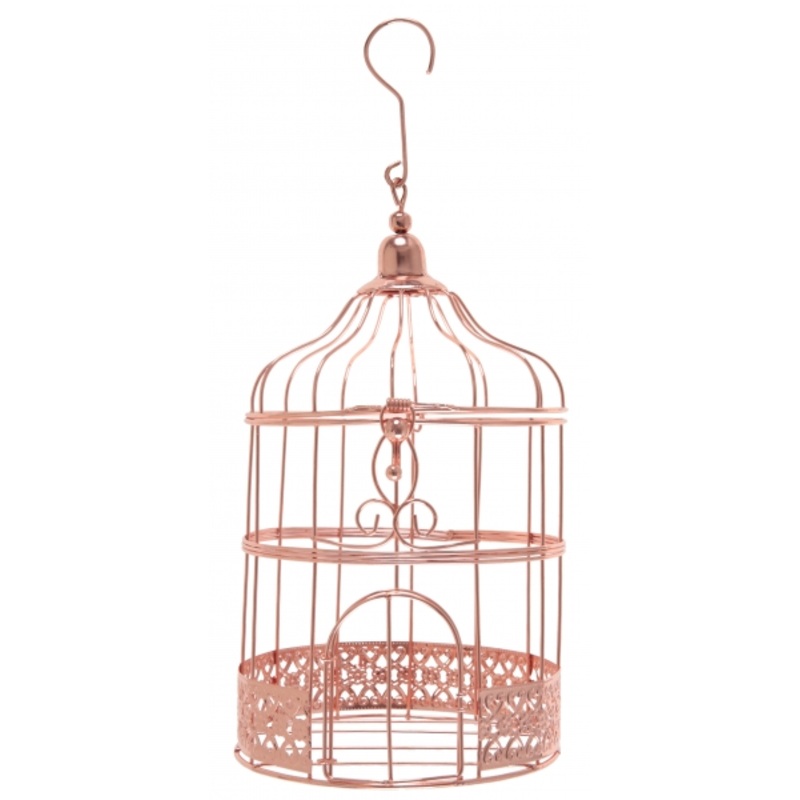 Rose gold metal decorative cage 13 x 24cm